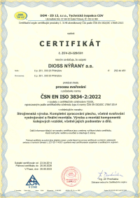 Proces svařování - ČSN EN ISO 3834-2:2022