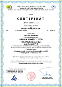 Certifikát č. ZCV-23-325/C05 - Proces svařování