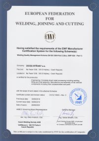 Certificate EWF EN ISO 3834 Part 2 (Doc. EWF 636 -Part 1)